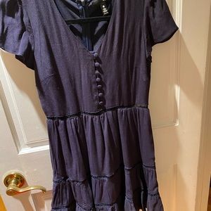 AQUA navy fit and flare dress